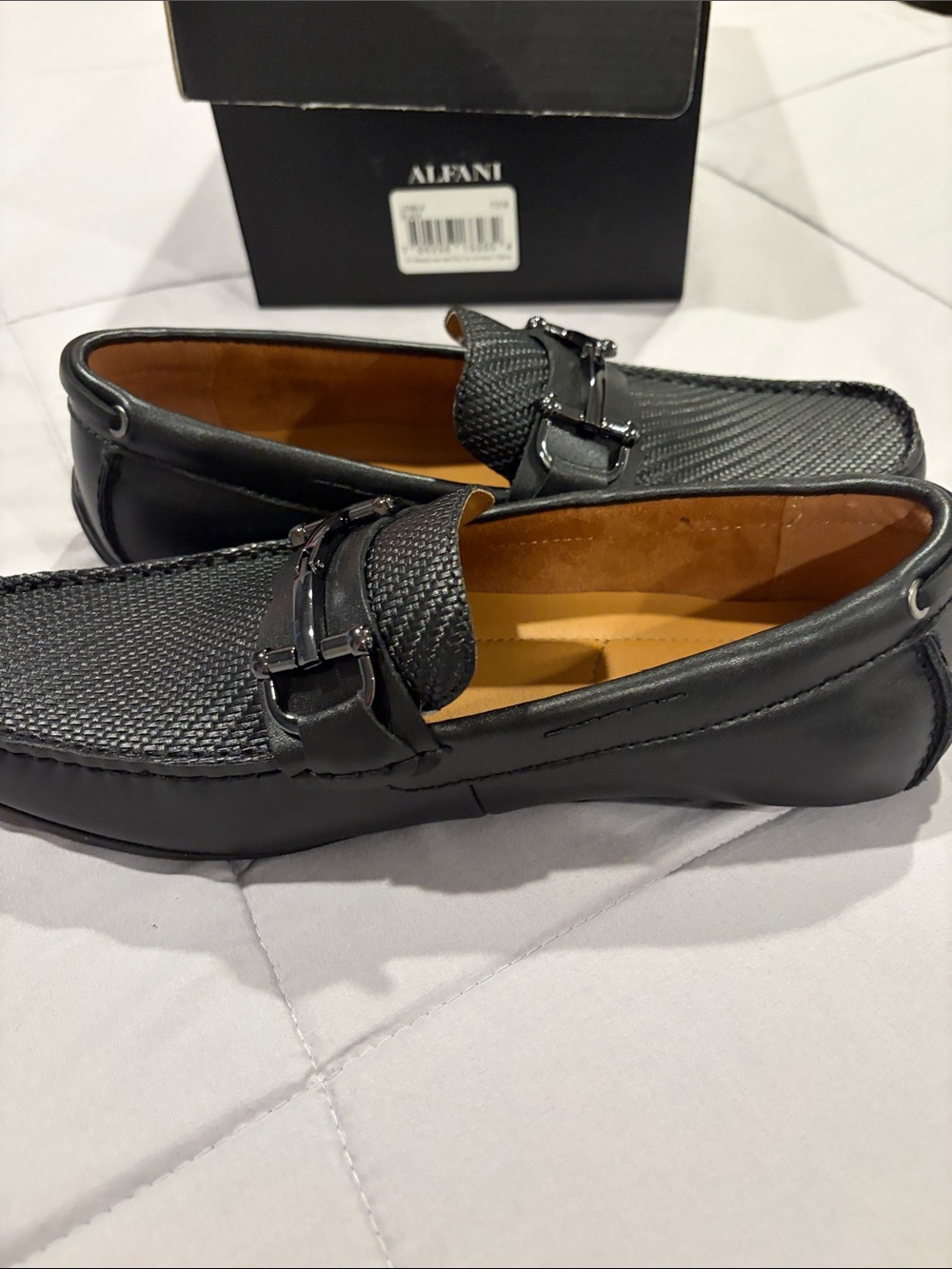 Alfani Black Textured Bit-Detail Loafers